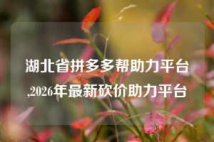湖北省拼多多帮助力平台,2026年最新砍价助力平台
