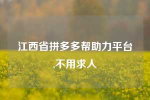 江西省拼多多帮助力平台,不用求人