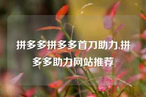拼多多拼多多首刀助力,拼多多助力网站推荐