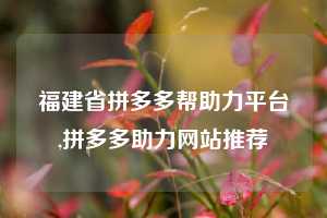 福建省拼多多帮助力平台,拼多多助力网站推荐