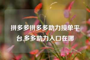 拼多多拼多多助力接单平台,多多助力入口在哪