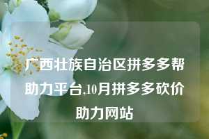 广西壮族自治区拼多多帮助力平台,10月拼多多砍价助力网站