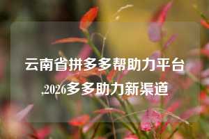 云南省拼多多帮助力平台,2026多多助力新渠道