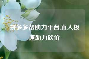 拼多多帮助力平台,真人极速助力砍价