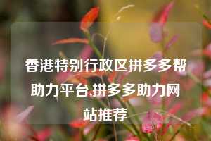 香港特别行政区拼多多帮助力平台,拼多多助力网站推荐