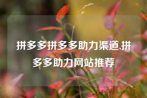 拼多多拼多多助力渠道,拼多多助力网站推荐