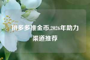 拼多多推金币,2026年助力渠道推荐