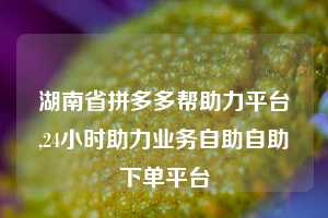 湖南省拼多多帮助力平台,24小时助力业务自助自助下单平台