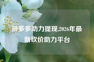 拼多多助力提现,2026年最新砍价助力平台