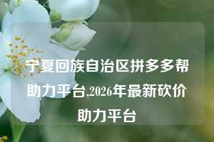 宁夏回族自治区拼多多帮助力平台,2026年最新砍价助力平台