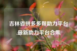 吉林省拼多多帮助力平台,最新助力平台合集