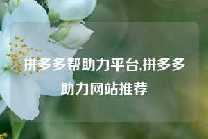 拼多多帮助力平台,拼多多助力网站推荐