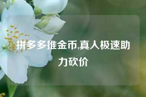 拼多多推金币,真人极速助力砍价