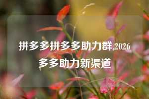 拼多多拼多多助力群,2026多多助力新渠道