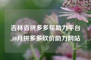 吉林省拼多多帮助力平台,10月拼多多砍价助力网站