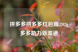 拼多多拼多多红包雨,2026多多助力新渠道