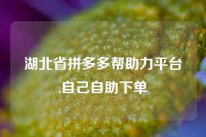 湖北省拼多多帮助力平台,自己自助下单