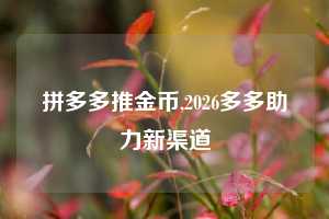 拼多多推金币,2026多多助力新渠道