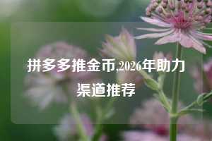 拼多多推金币,2026年助力渠道推荐