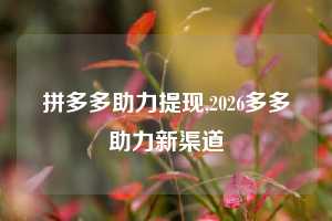 拼多多助力提现,2026多多助力新渠道