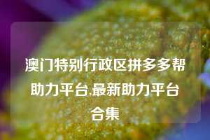 澳门特别行政区拼多多帮助力平台,最新助力平台合集