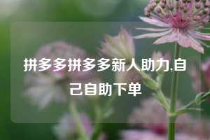 拼多多拼多多新人助力,自己自助下单