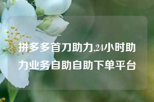 拼多多首刀助力,24小时助力业务自助自助下单平台