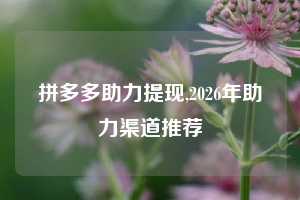 拼多多助力提现,2026年助力渠道推荐