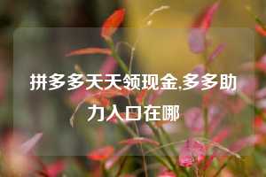 拼多多天天领现金,多多助力入口在哪