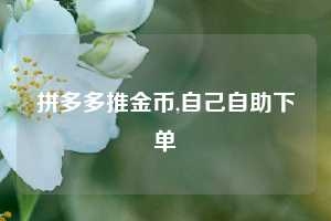 拼多多推金币,自己自助下单