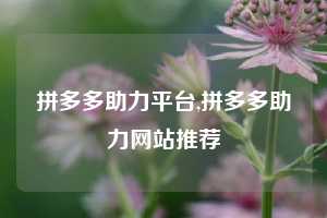 拼多多助力平台,拼多多助力网站推荐