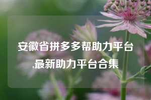 安徽省拼多多帮助力平台,最新助力平台合集
