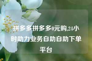 拼多多拼多多0元购,24小时助力业务自助自助下单平台