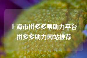 上海市拼多多帮助力平台,拼多多助力网站推荐