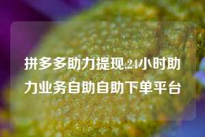 拼多多助力提现,24小时助力业务自助自助下单平台