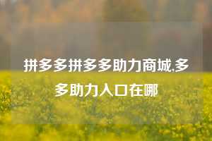 拼多多拼多多助力商城,多多助力入口在哪