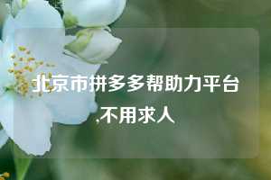 北京市拼多多帮助力平台,不用求人