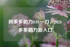 拼多多助力0.01一刀，2026多多助力新入口