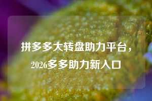 拼多多大转盘助力平台，2026多多助力新入口