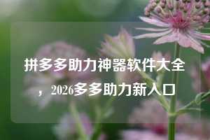 拼多多助力神器软件大全，2026多多助力新入口
